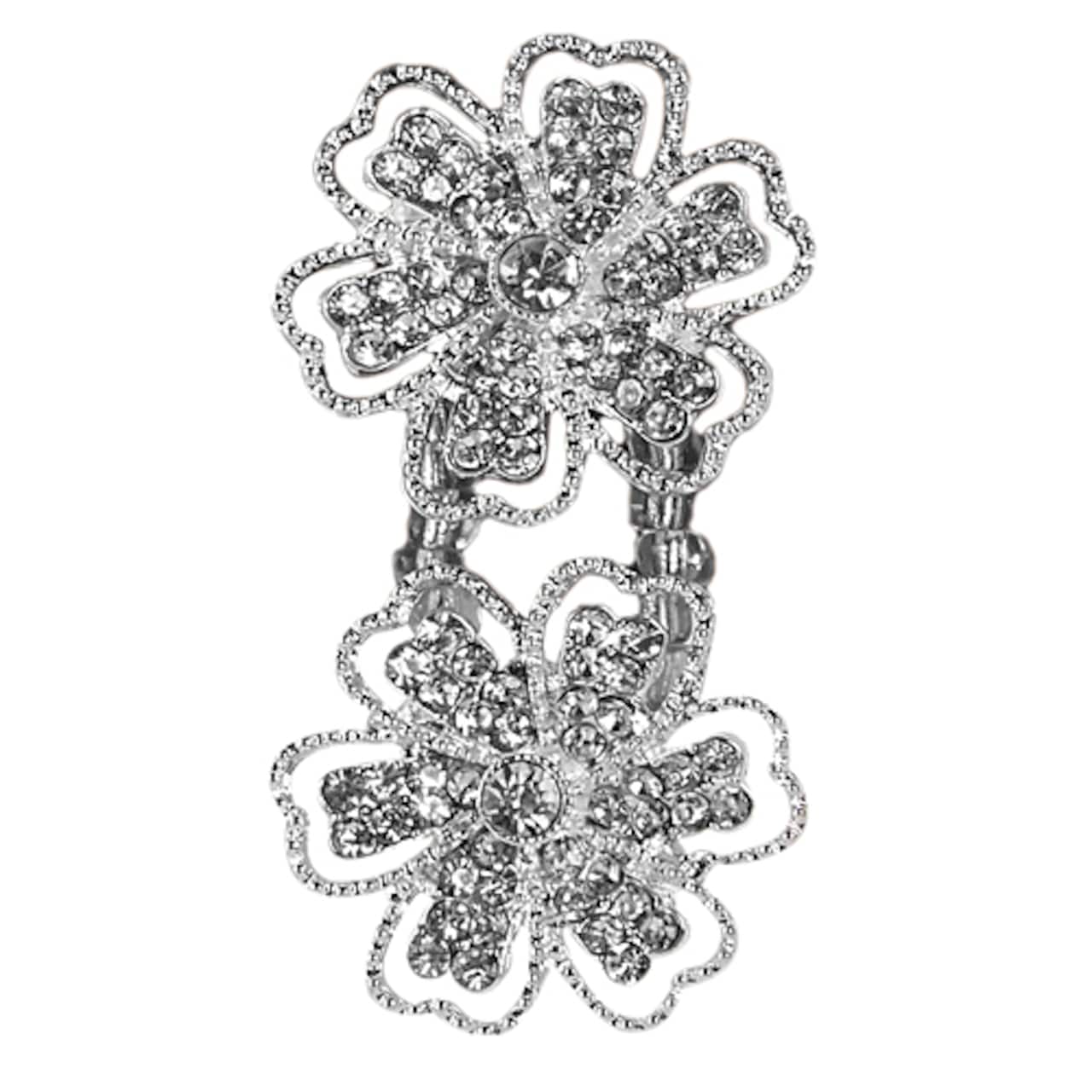 12 Pack: Rhinestone Flower Metal Sliders, 25mm by Bead Landing™